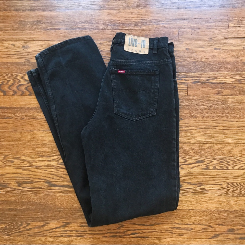 VINTAGE BLACK HIGH-RISE BOYFRIEND/MOM JEANS - Picture 3 of 3